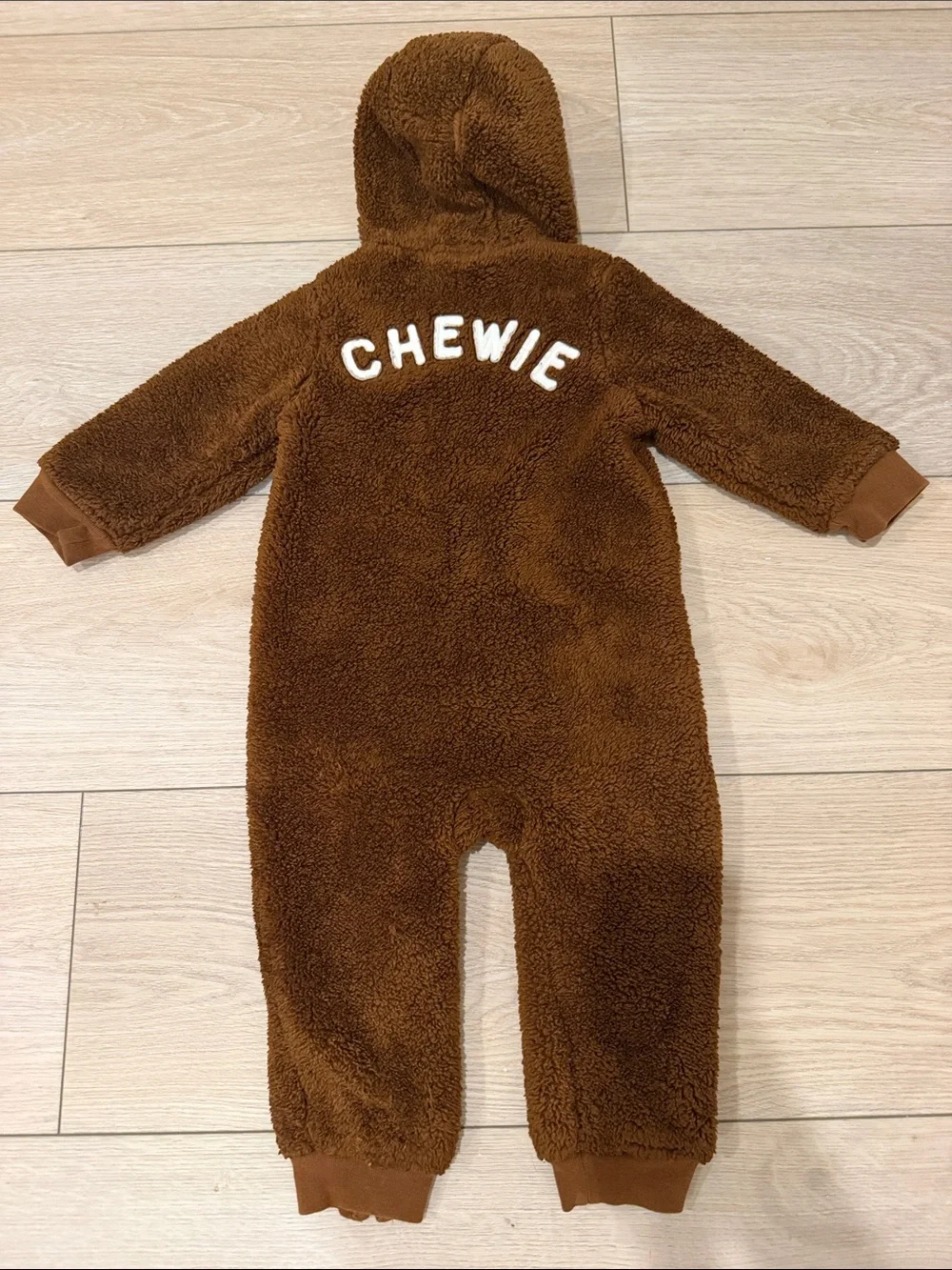 Kids Brown Sherpa Chewie Star Wars x Gap One-Piece Romper with Diagonal Detail